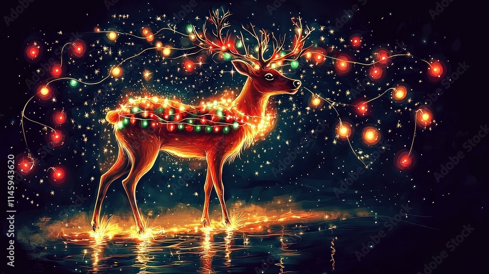 Magical Christmas Deer with Glowing Lights Magical Christmas Deer with Glowing Lights