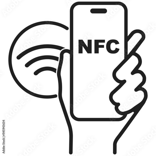 NFC concept icon isolated. Contactless payment. Phone tap pay. Contactless pay pass fast payment symbol