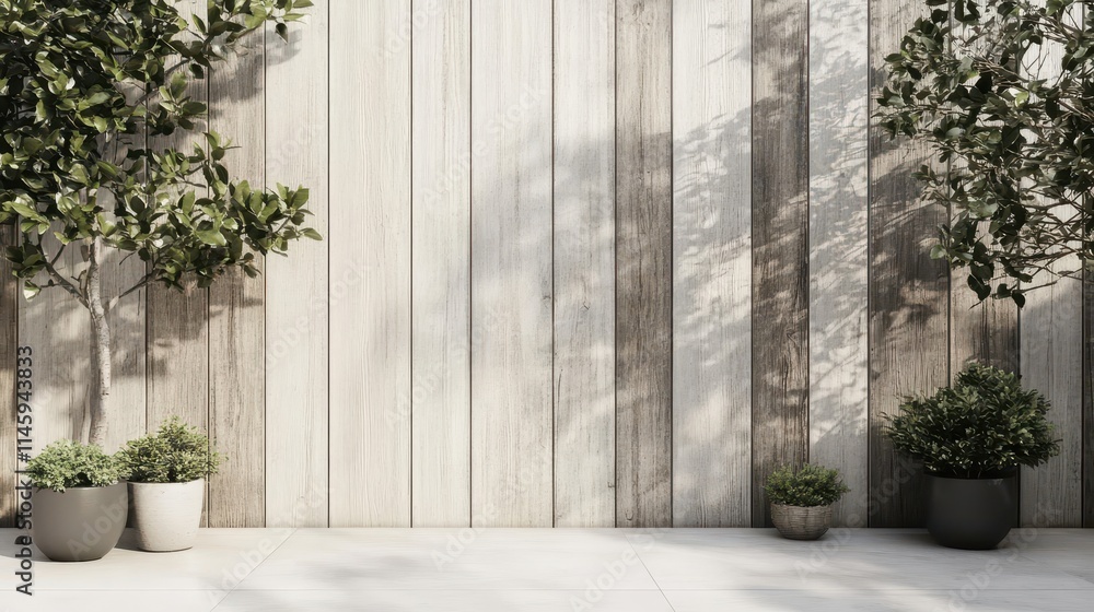 Rustic Wooden Fence with Plants and Natural Light Rustic Wooden Fence with Plants and Natural Light