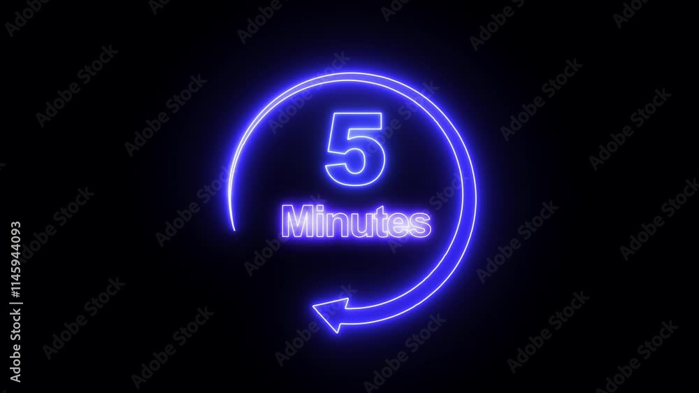 5 seconds countdown timer animation, 0-5 counting up seconds neon number 5 seconds countdown timer animation, 0-5 counting up seconds neon number