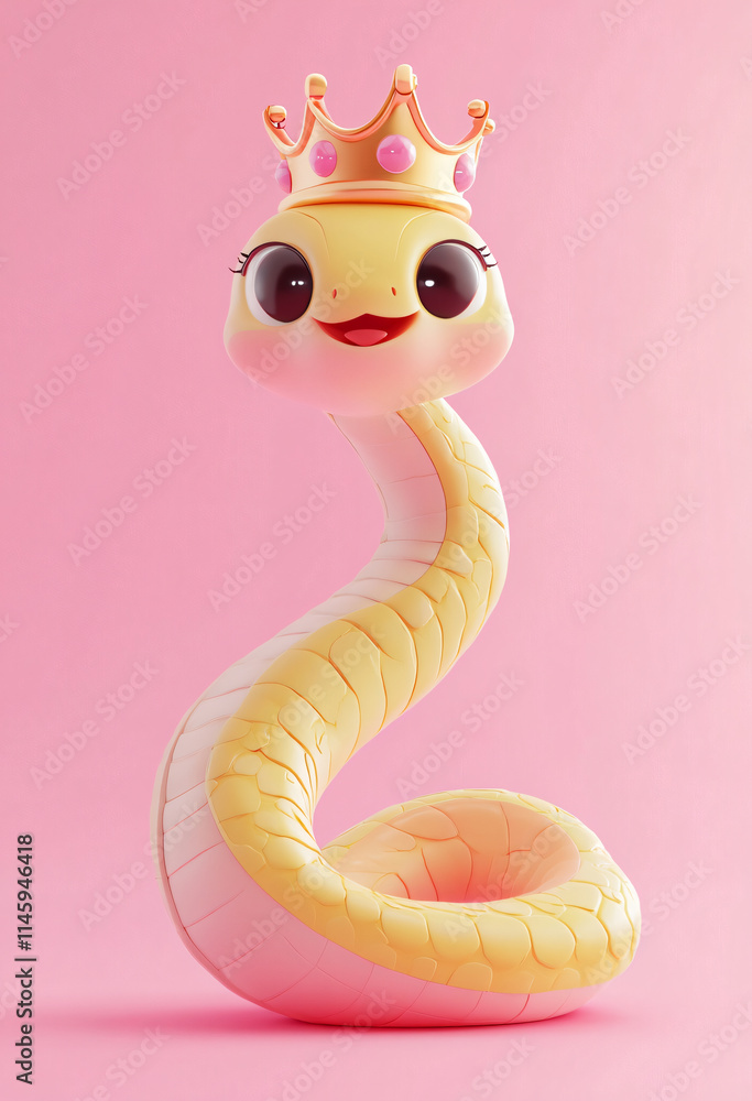 Fototapeta premium 3d cartoon cute snake illustration isolated on the background