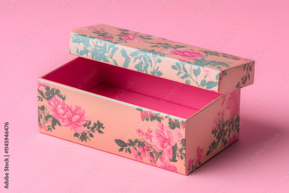 Gift box piece studio setting decorative item pink background close-up view aesthetic appeal Gift box piece studio setting decorative item pink background close-up view aesthetic appeal