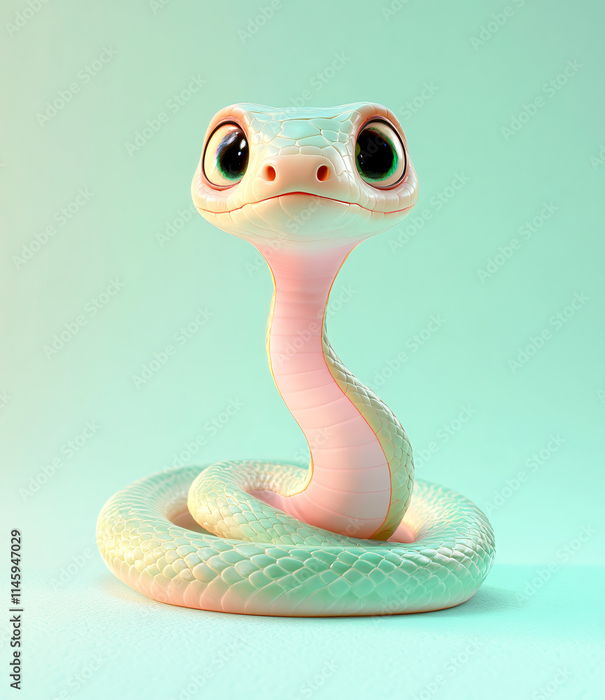 Fototapeta premium 3d cartoon cute snake illustration isolated on the background