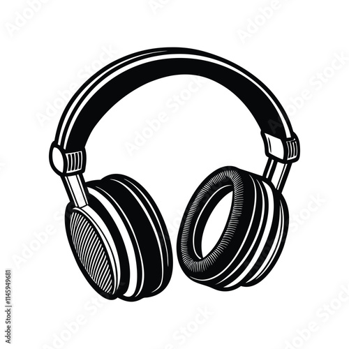 Wallpaper Mural Detailed Black and White Over-Ear Headphones Vector Illustration for Music and Tech Designs Torontodigital.ca