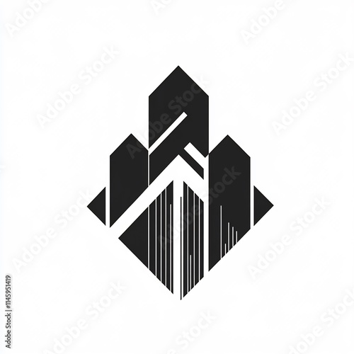 Abstract architecture logo featuring sharp lines geometric shapes minimalist design black and white perfect for architectural firms photo