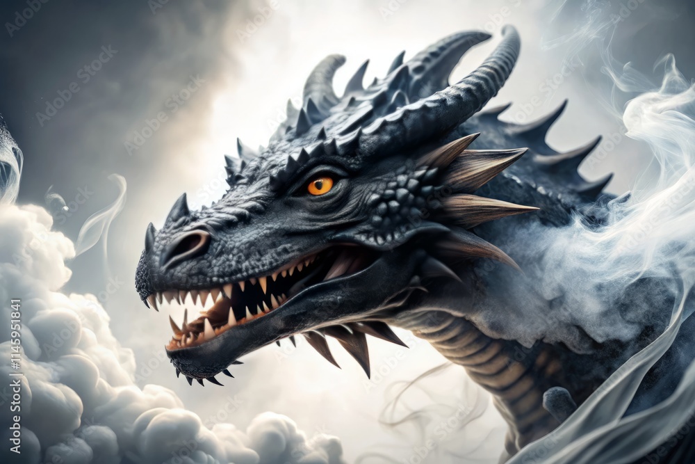 Black Dragon Smoke Close Up Bird's Eye View - Fantasy Art Black Dragon Smoke Close Up Bird's Eye View - Fantasy Art