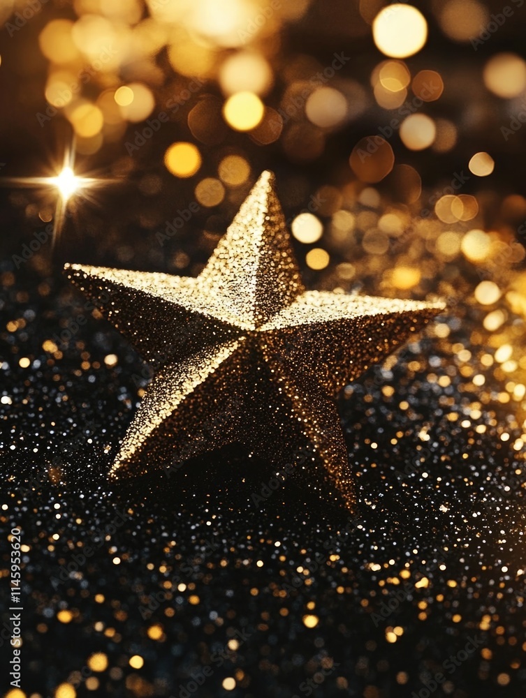 Gold Star on Black Background Gold Star on Black Background