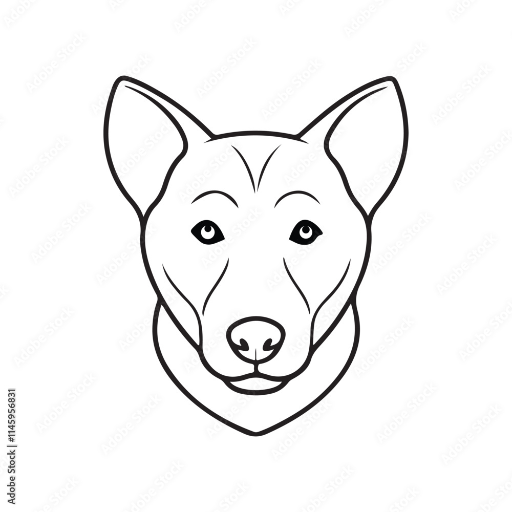 Dog head line art silhouette vector image Dog head line art silhouette vector image