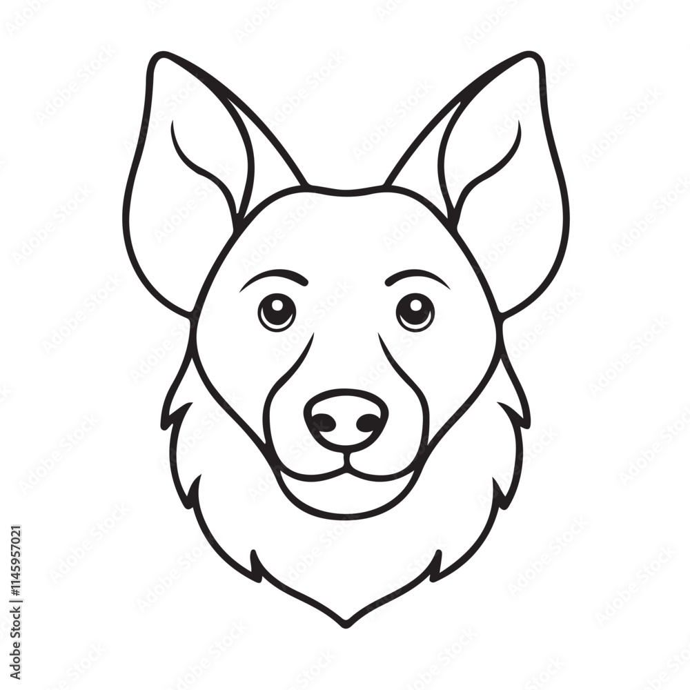 Dog head line art silhouette vector image Dog head line art silhouette vector image