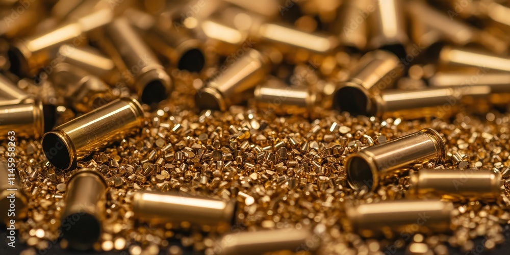 Reloading rifle brass cartridge cases surrounded by scattered lead shot highlights the essential process of ammunition preparation, showcasing the precision involved in handling rifle brass cartridge Reloading rifle brass cartridge cases surrounded by scattered lead shot highlights the essential process of ammunition preparation, showcasing the precision involved in handling rifle brass cartridge