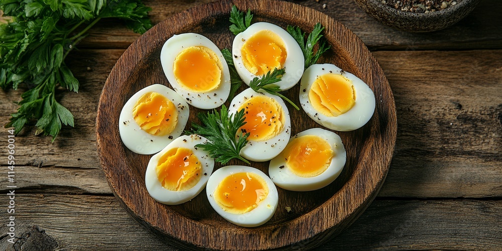 Boiled eggs arranged on a wooden surface create a delightful scene. The boiled eggs add a rustic charm to the wooden background, showcasing the simplicity of boiled eggs beautifully. Boiled eggs arranged on a wooden surface create a delightful scene. The boiled eggs add a rustic charm to the wooden background, showcasing the simplicity of boiled eggs beautifully.