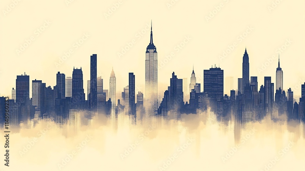 Seamless city skyline wallpaper featuring modern classic architecture in muted tones for a sophisticated urban design aesthetic Seamless city skyline wallpaper featuring modern classic architecture in muted tones for a sophisticated urban design aesthetic