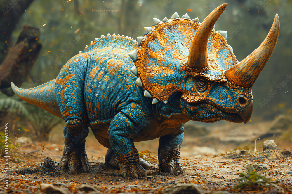 Obraz premium Triceratops Dinosaur realistic Photo Images Real details skin texture