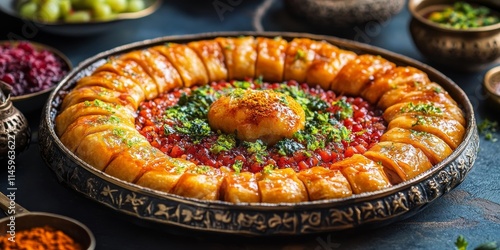 Indulge in the traditional delicious Turkish dessert, known as Kemalpasa tatlisi, showcasing the rich flavors and textures that make this Turkish dessert a must try for dessert lovers. photo