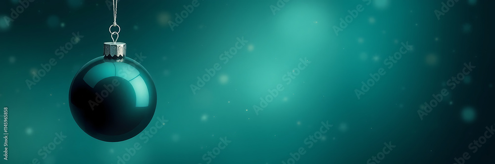 Beautiful Christmas Balls Banner with Text Space on Green Abstract Background, Christmas background copy space, green copy space background, abstract background Beautiful Christmas Balls Banner with Text Space on Green Abstract Background, Christmas background copy space, green copy space background, abstract background