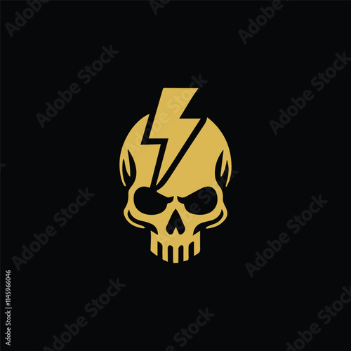 Lightning power skull logo