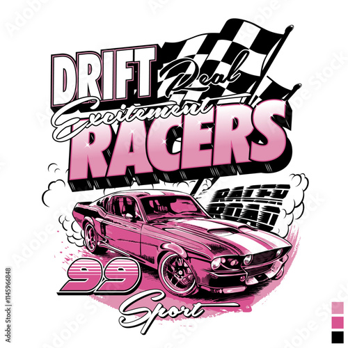 Pink cute racing slogan design