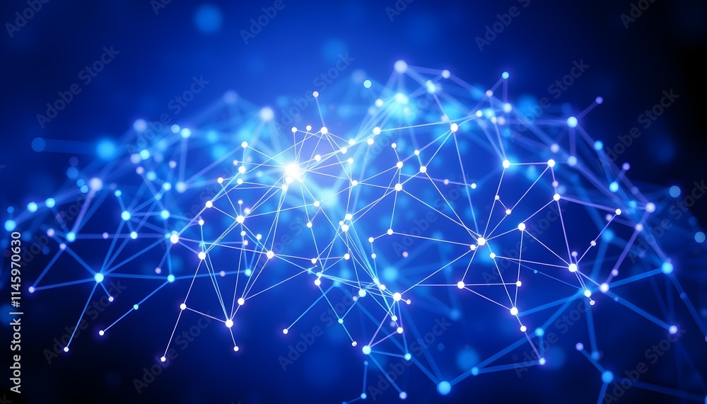 Fototapeta premium Dynamic abstract visualization of interconnected data points in a digital landscape
