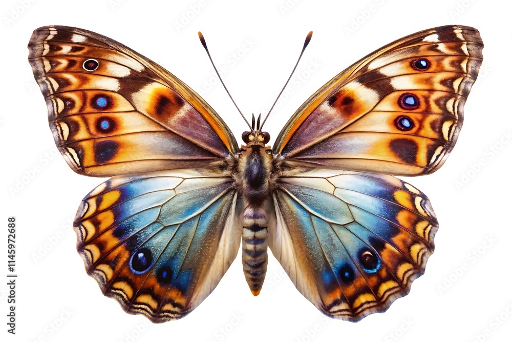 Fototapeta premium Detailed Images Of A Butterfly On A White Background Perfect For Decor. Butterfly. White. Background. Photos. Images. Art. Nature. Wings. Colorful. Wildlife. Design. Insect.