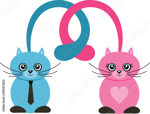 Cute couple of cats in love