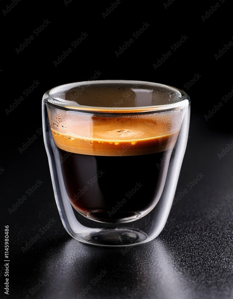 glass of espresso on black background glass of espresso on black background