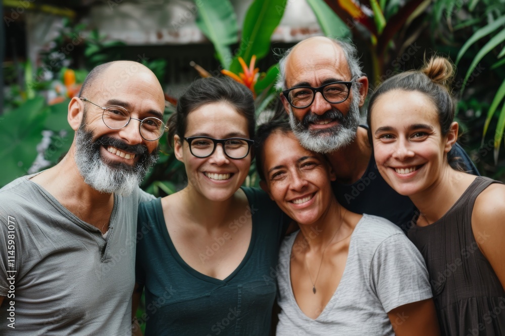 Portrait of a diverse group of people smiling and looking at camera Portrait of a diverse group of people smiling and looking at camera