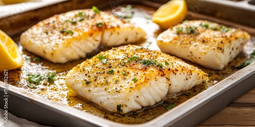 Delicious baked fish fillets prepared to perfection, showcasing tender and flavorful baked fish fillets that are ideal for a healthy meal option, perfect for any seafood lover s delight. photo