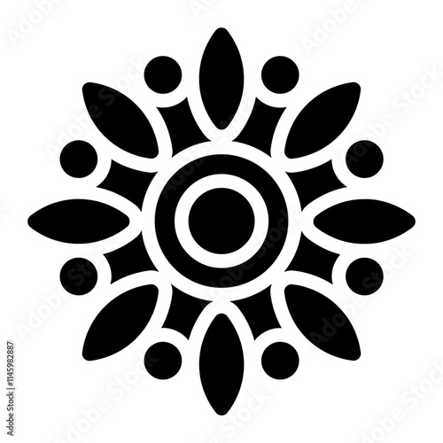 Flower brooch Solid Icon