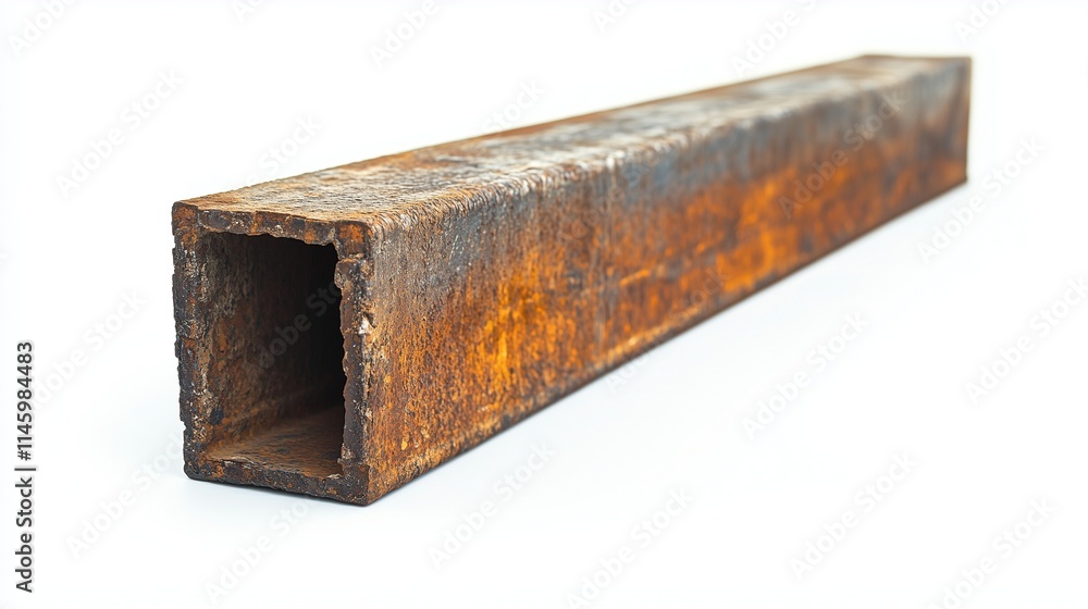 a steel beam in a rectangular shape, isolated white background. a steel beam in a rectangular shape, isolated white background.