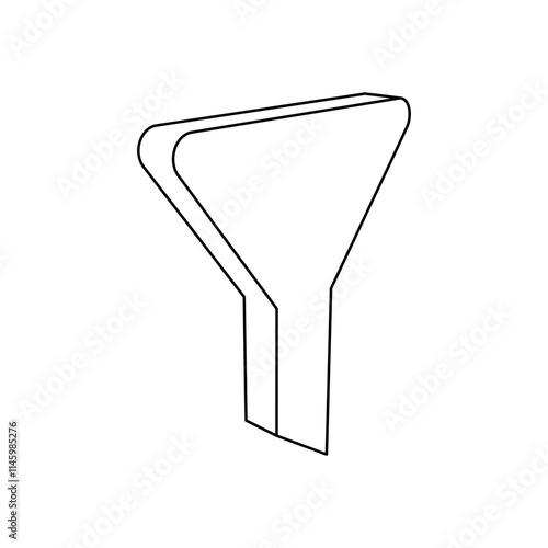 The outline of a large funnel symbol is made with black lines. 3D view of the object in perspective. Vector illustration on white background