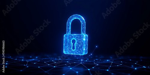 Wallpaper Mural Digital padlock for computing system on dark blue background, cyber security for fraud prevention and privacy data network technology background copy space, digital padlock background Torontodigital.ca