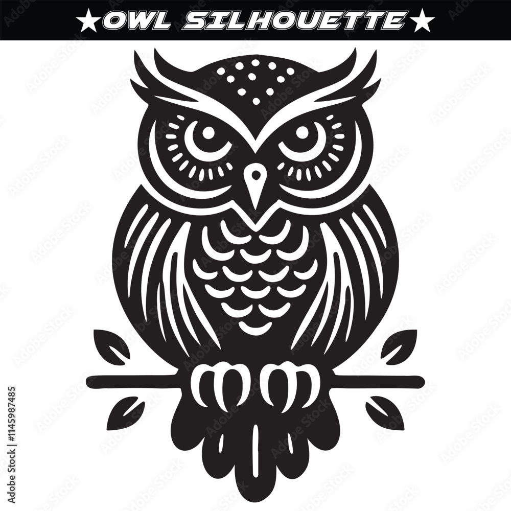 Owl vector silhouette. Black and white vector Owl vector silhouette. Black and white vector