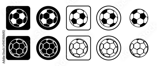 Icon set of football symbol. Filled, outline, black and white icons set, flat style.  Illustration on transparent background