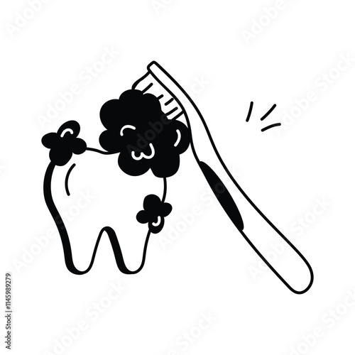 Icon showing proper dental care for oral hygiene and health