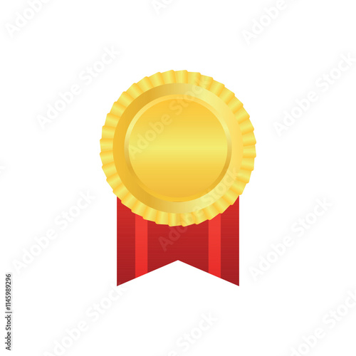 Elegant golden medal with a red ribbon, representing excellence, achievement, and recognition. Perfect for awards, certificates, competitions, or celebratory designs.