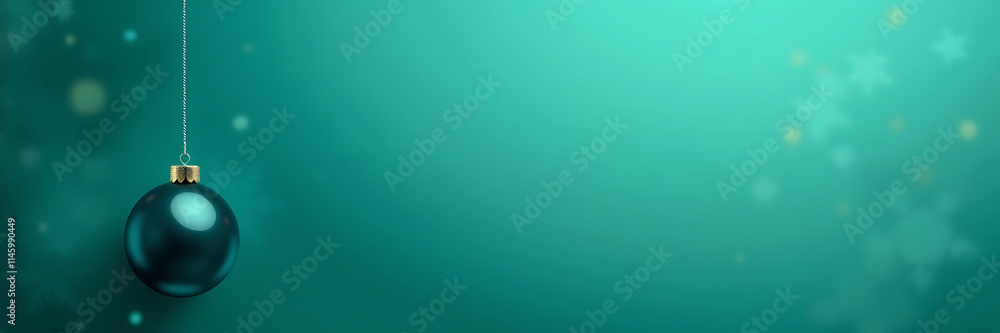 Beautiful Christmas Balls Banner with Text Space on Green Abstract Background, Christmas background copy space, green copy space background, abstract background Beautiful Christmas Balls Banner with Text Space on Green Abstract Background, Christmas background copy space, green copy space background, abstract background