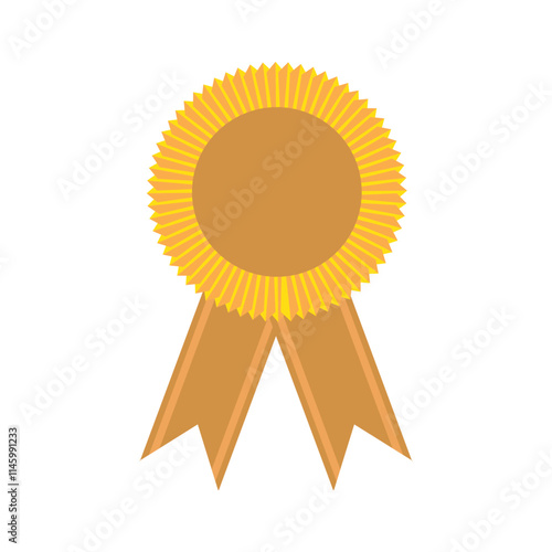 A gold ribbon badge with a simple rosette design. This badge represents honor, distinction, or accomplishment. Commonly used in events, awards, or as a mark of recognition for outstanding performance