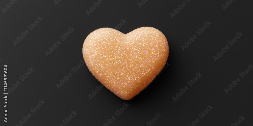 A delightful heart-shaped cookie rests on a sleek black surface, inviting sweet moments and warm feelings on Valentine's Day. A delightful heart-shaped cookie rests on a sleek black surface, inviting sweet moments and warm feelings on Valentine's Day.