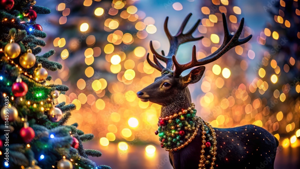 Festive Reindeer Silhouette: Christmas Tree & Sparkling Collar - Silhouette Photography Festive Reindeer Silhouette: Christmas Tree & Sparkling Collar - Silhouette Photography
