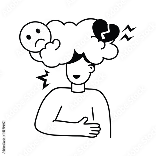 Person with storm clouds symbolizing emotional awareness and reflection