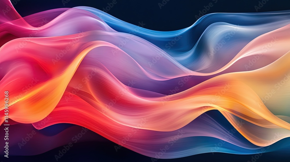 Abstract waves of overlapping colors creating a smooth, fluid pattern. Abstract waves of overlapping colors creating a smooth, fluid pattern.