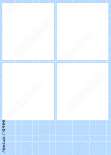 Photo frame isolated. Template for photo booth and polaroid photo. Cute empty photo frame with grid pattern.