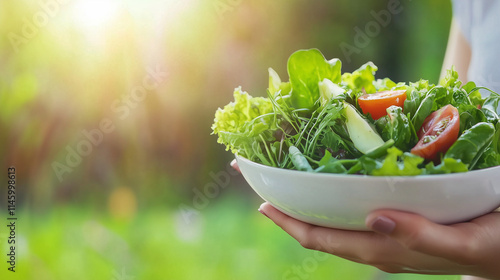 Fresh Salad Bowl: A close-u...
