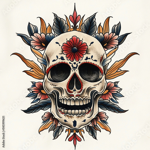 Hanya Half Mask tattoo flash illustration photo