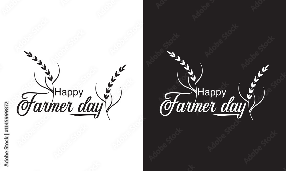 Fototapeta premium Happy Farmer day kisan diwas 23 december. Vector illustration. isolated on white and black background. EPS 10