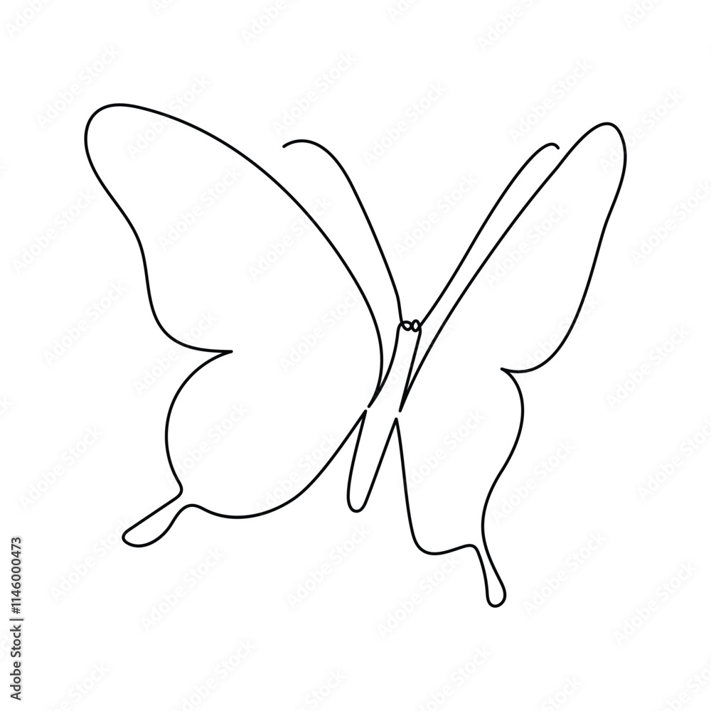 Butterfly in One continuous line drawing art and editable vector stroke illustration minimalist best use for logo