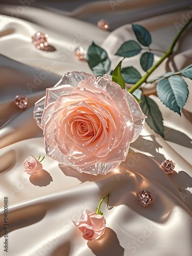 A pink translucent rose on silk image. Perfect for mobile phone wallpaper, also great for print artworks and digital design elements