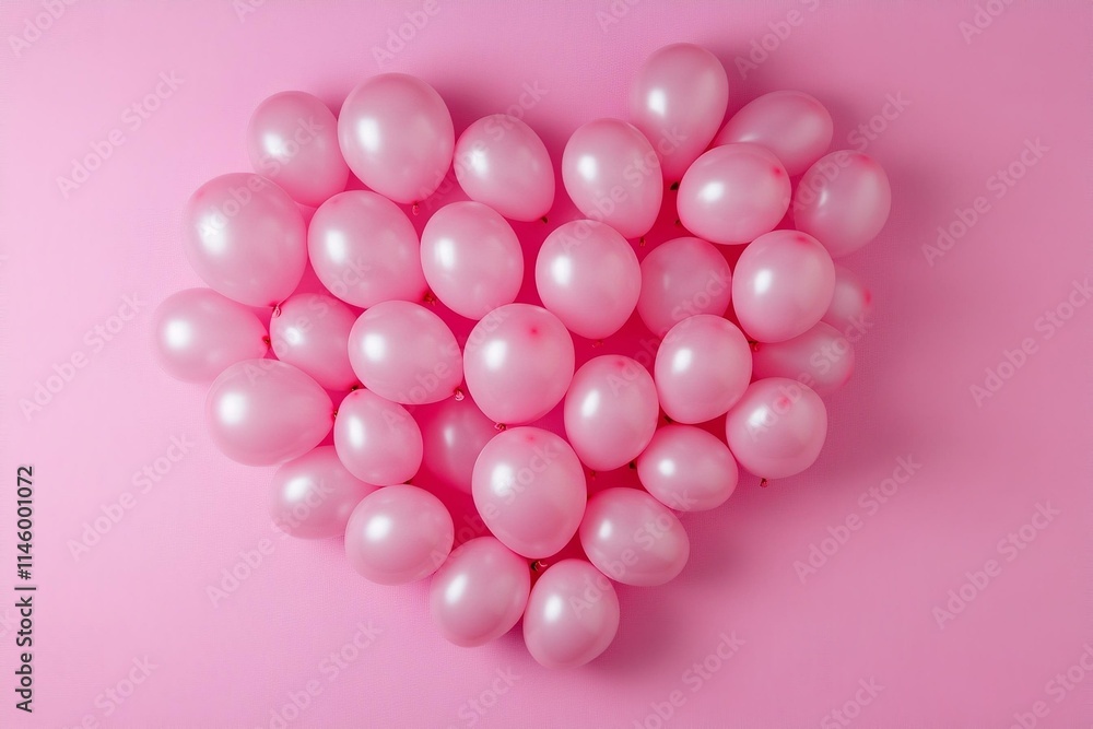 Air balloons heart shape on a pink background. Natural light. Banner. Concept love wedding photo zone. Air balloons heart shape on a pink background. Natural light. Banner. Concept love wedding photo zone.