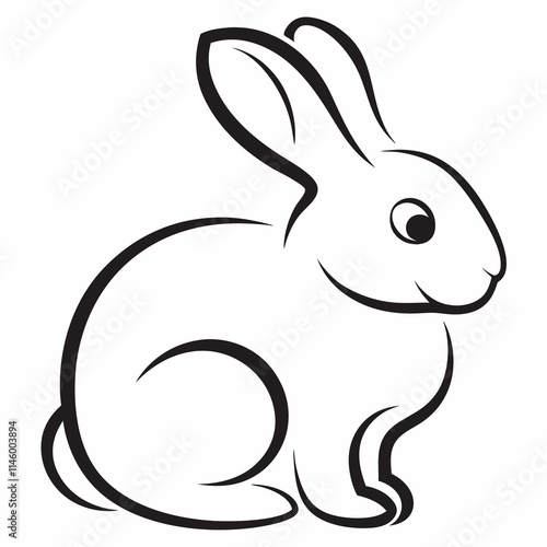 Minimalist Rabbit Outline Vector Design photo