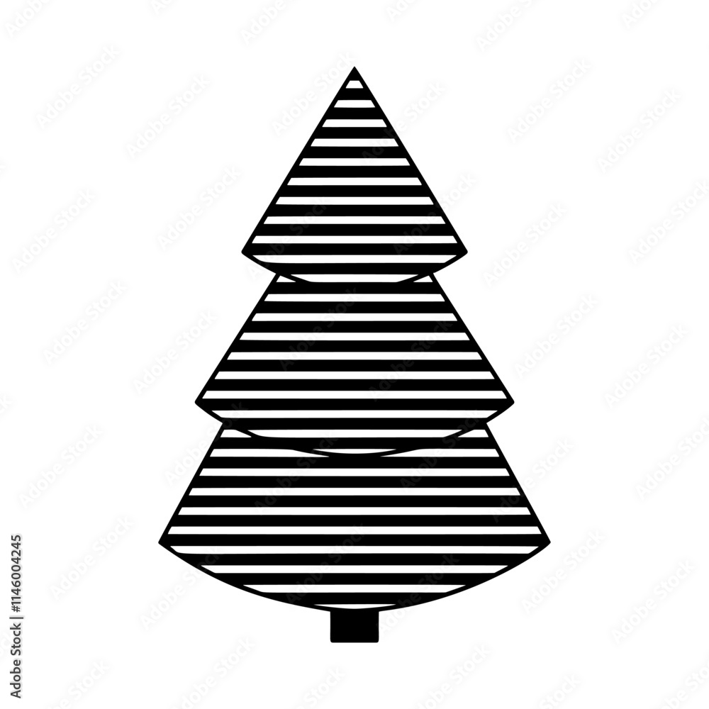 A black silhouette tree with a swirl design, perfect for elegant Christmas decorations in vector format. Stripes print A black silhouette tree with a swirl design, perfect for elegant Christmas decorations in vector format. Stripes print